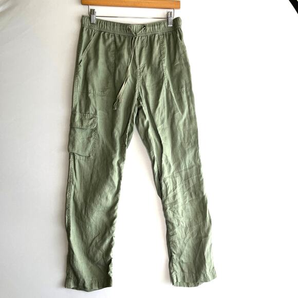 Rachel Zoe Pants - Green Linen Ankle Pant by Rachel Zoe Elastic Waist Cargo Pant Casual Summer S